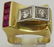 Vintage late Art Deco Cocktail Ring , set with Rubies - 2