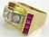 Vintage late Art Deco Cocktail Ring , set with Rubies - 3