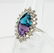 Natural Amethyst Topaz Diamond Ring 14K White Gold - 10