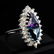 Natural Amethyst Topaz Diamond Ring 14K White Gold - 7