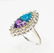 Natural Amethyst Topaz Diamond Ring 14K White Gold - 9