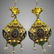 Antique 14kt gold, Enamel, Ruby & Diamond Earrings