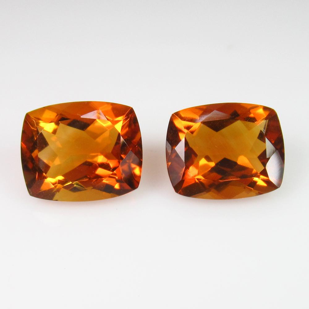 8.10 Ct Genuine Madeira Whisky Citrine 11X9 mm Cushion: Title: 8.10 Ct Genuine Madeira Whisky Citrine 11X9 mm Cushion Pair Stone Clarity: VVS Gemstones: Natural Citirine Carat Weights: 8.10 Size/Dimensions: 11.40 x 9.30 x 6.60 mm / 2 Pc's Additional Inform