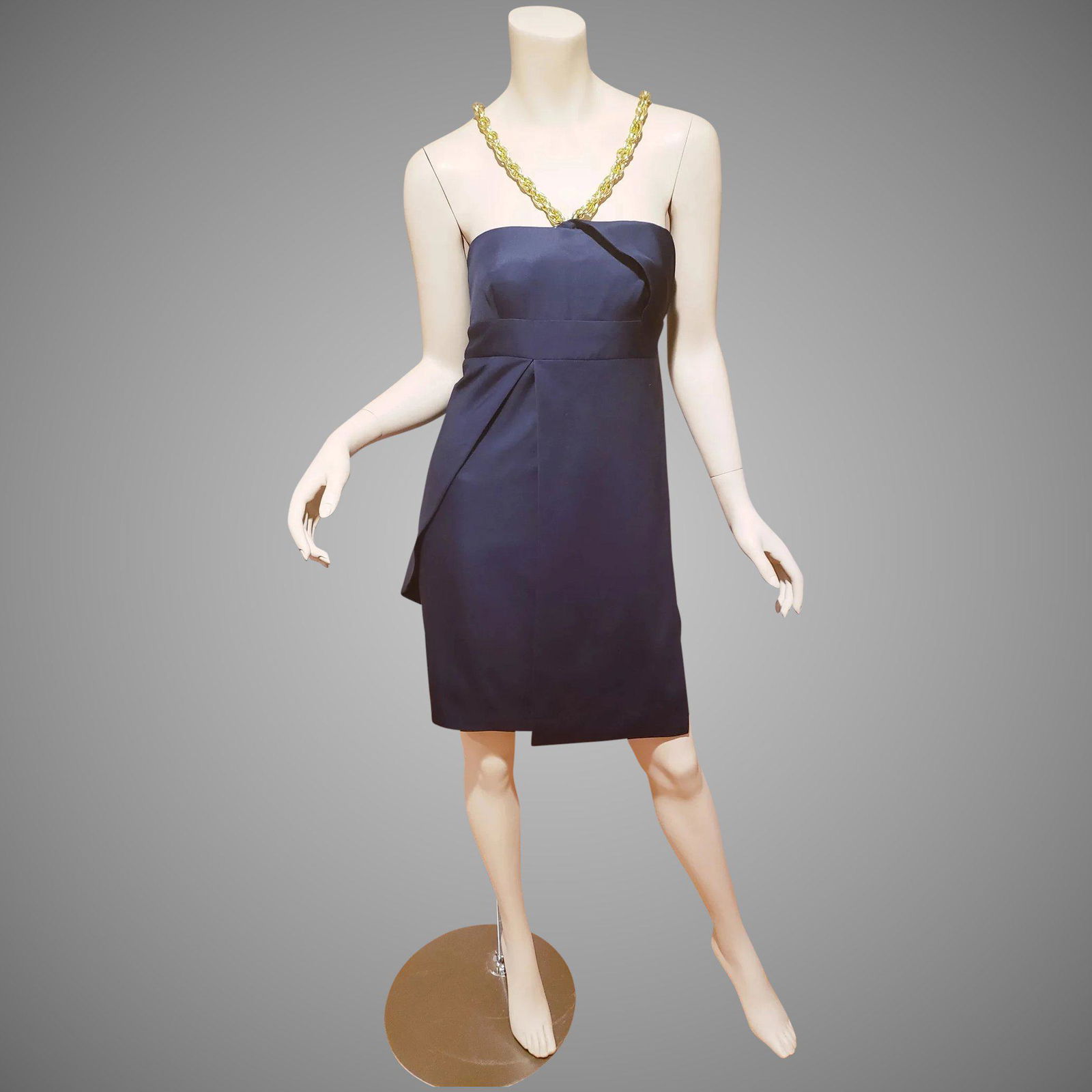 Gianni Versace Italy Couture dress open pane wings gold: Gorgeous Gianni Versace couture dress diagonal design open pane wings And golden chain at neckline Like new condition. Euro size -42 US size-S Double side zippers Please note that the Reserve Price is