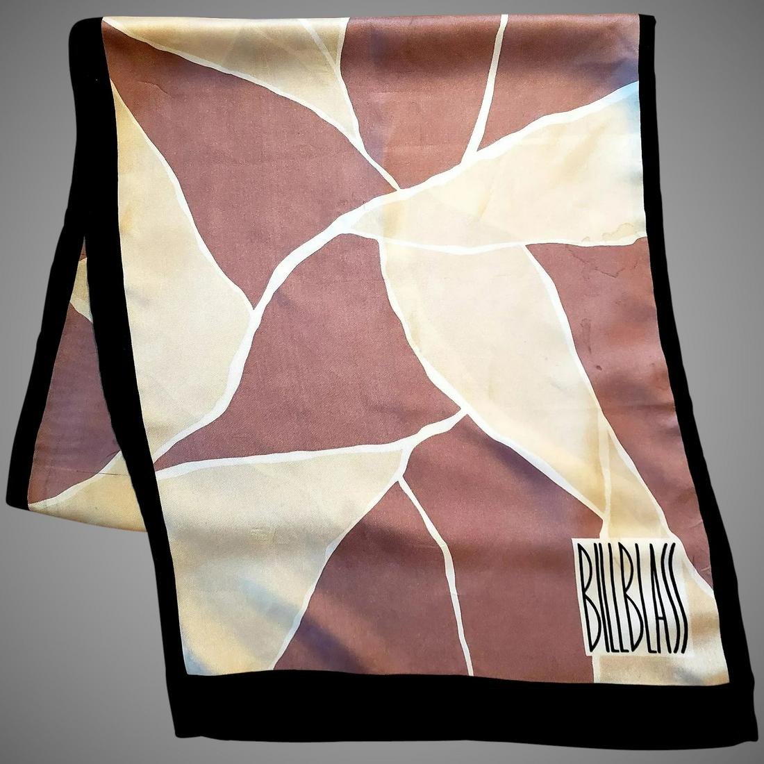 Vtg Bill Blass Iconic 1950s silk Hand Rolled signed: Iconic signed Bill Blass long silk hand rolled scarf. Needs refresh clean. Made in Japan in the 1950's 58"X13" Please note that the Reserve Price is equal to the Starting Price Shipping: Domestic: Fla