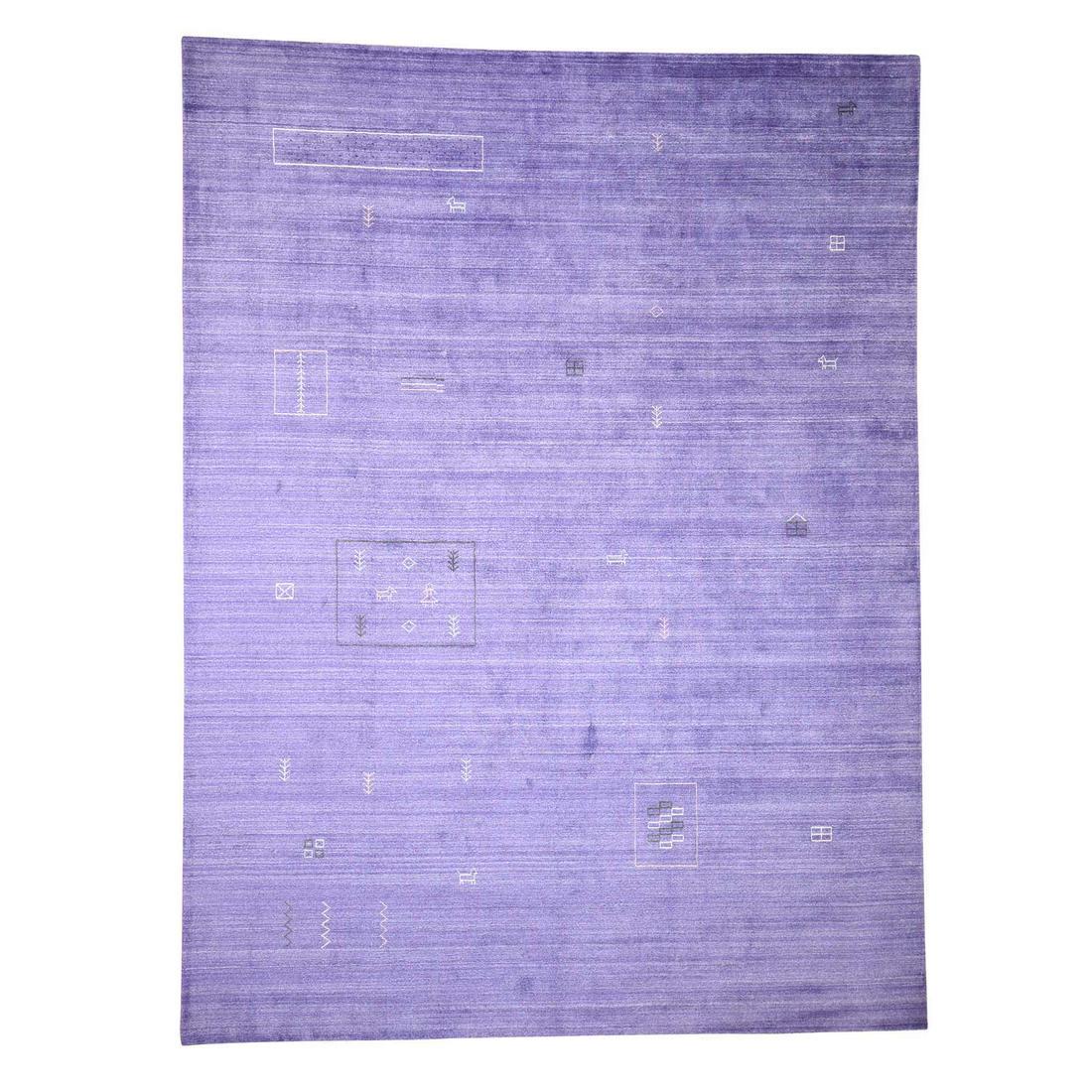 Purple Modern Gabbeh Art Silk Hand Loomed Oriental Rug (1 of 10)