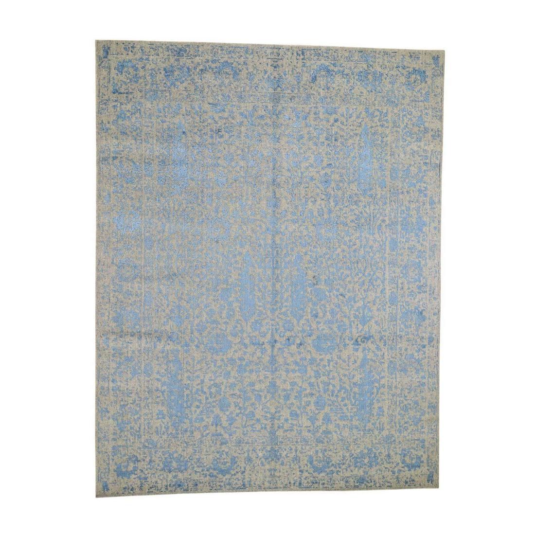 Blue Broken Cypress Tree Design Wool And Silk Thick (1 of 10)