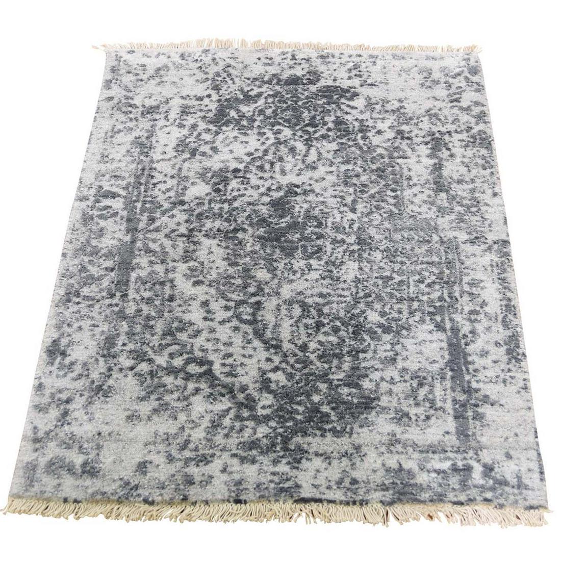Silver Broken Persian Erased Design Wool and Pure Silk (1 of 5)