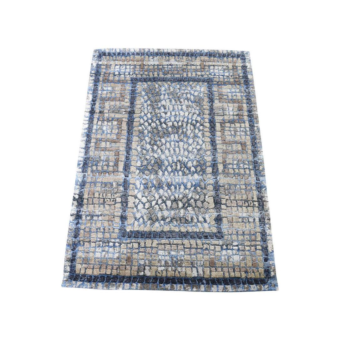 Denim Silken Roman Mosaic Design Hand-Knotted Oriental (1 of 5)