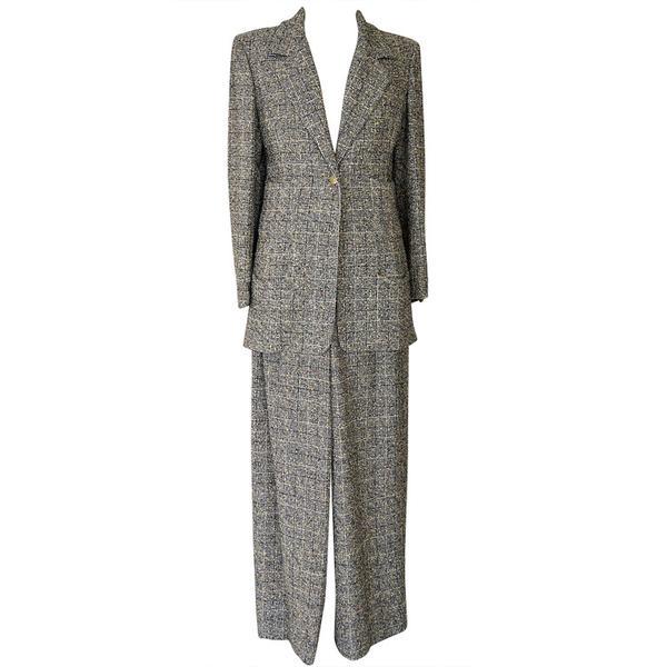 Chanel 97A Pant Suit Rich Windowpane Gorgeous Details (1 of 14)