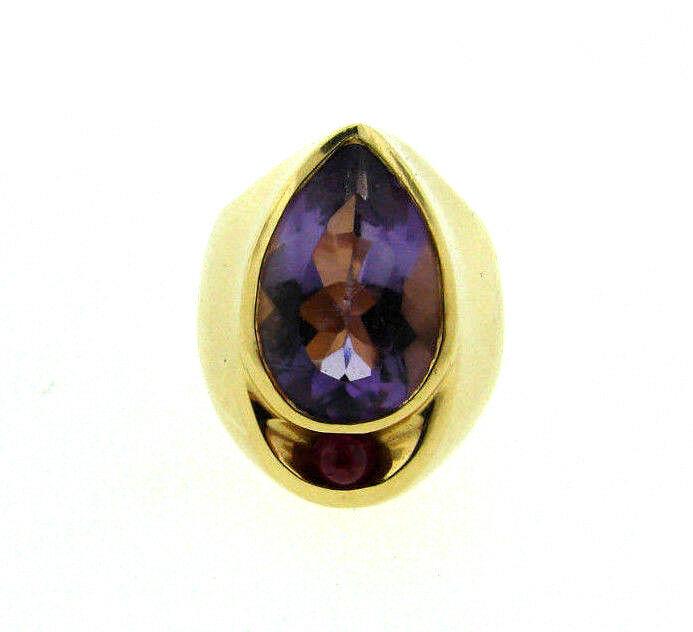 Vintage 14K Yellow Gold Pear Shape Amethyst Cabochon (1 of 8)