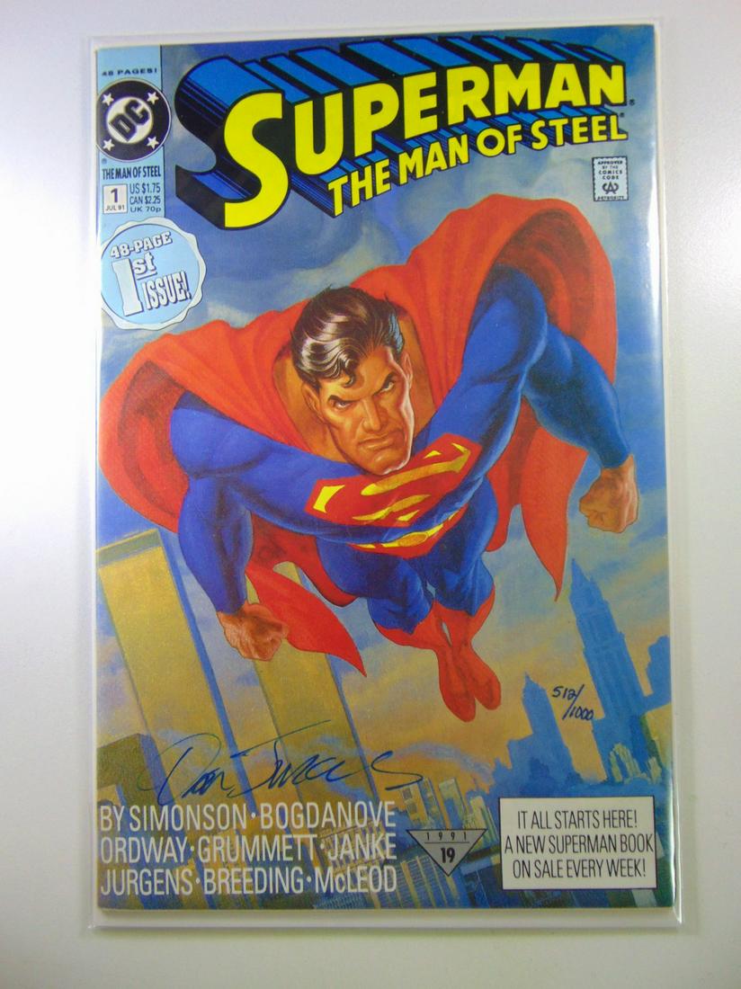 Superman Man of Steel #1 Signed: No Reserve! Superman Man of Steel #1 Signed Shipping: Domestic: Flat-rate of $5.99 to anywhere within the contiguous U.S. International: Foreign shipping rates are determined by destination. Combined 
