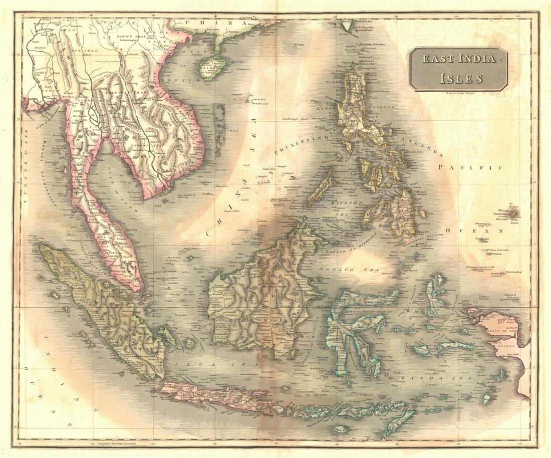 East India Isles: Title/Content of Map: East India Isles Date: 1817 Cartographer: THOMSON, JOHN & CO. Publisher: JOHN THOMSON, JUNR. & CO. Size: 17.25Height - 20.75Width No.35 (unnumbered) from Thomson's New General At