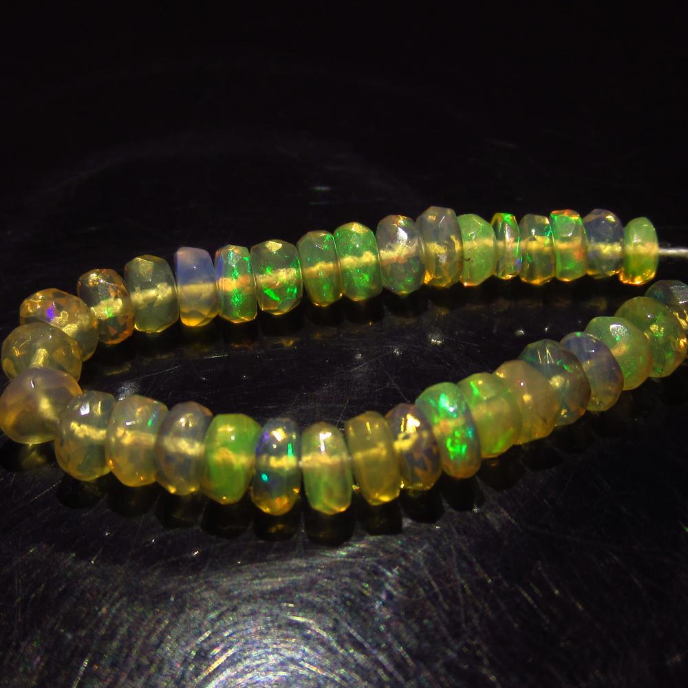 5.96 Ct Genuine 34 Drilled Round Faceted Opal Beads (1 of 2)