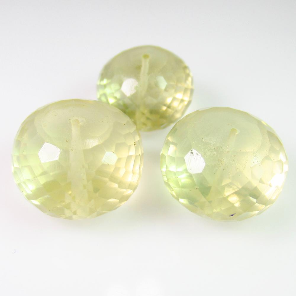 51.46 Ct Genuine 3 Drilled Lemon Quartz Round Beads: No Reserve! Title: 51.46 Ct Genuine 3 Drilled Lemon Quartz Round Beads Stone Clarity: Transparent Loose Gemstone: Natuarl Lemon Quartz Beads Carat Weights: 51.46 Dimensions: 13.70 to 15.50 mm / 3 PC's