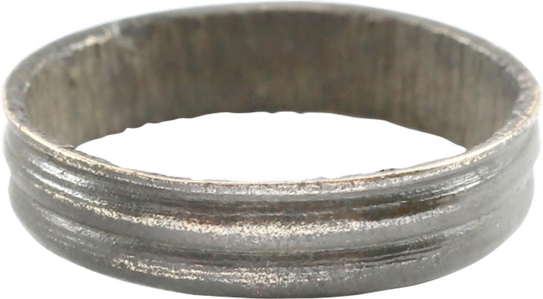 VIKING WOMAN’S WEDDING RING, 866-1067 AD. SIZE 5 1/4.: No Reserve! Cambridgeshire England. Bronze originally gilt, size 5 1/4. Broad band with double valleys resulting in a triple ridged section. Fine glossy patina and would have a very silver like polish