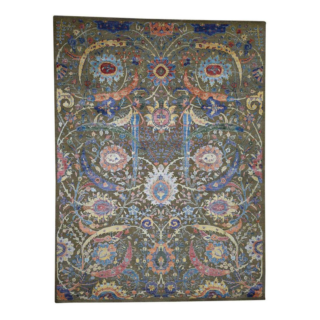 Hand-Knotted Sickle Leaf Design Silk With Oxidized Wool (1 of 12)