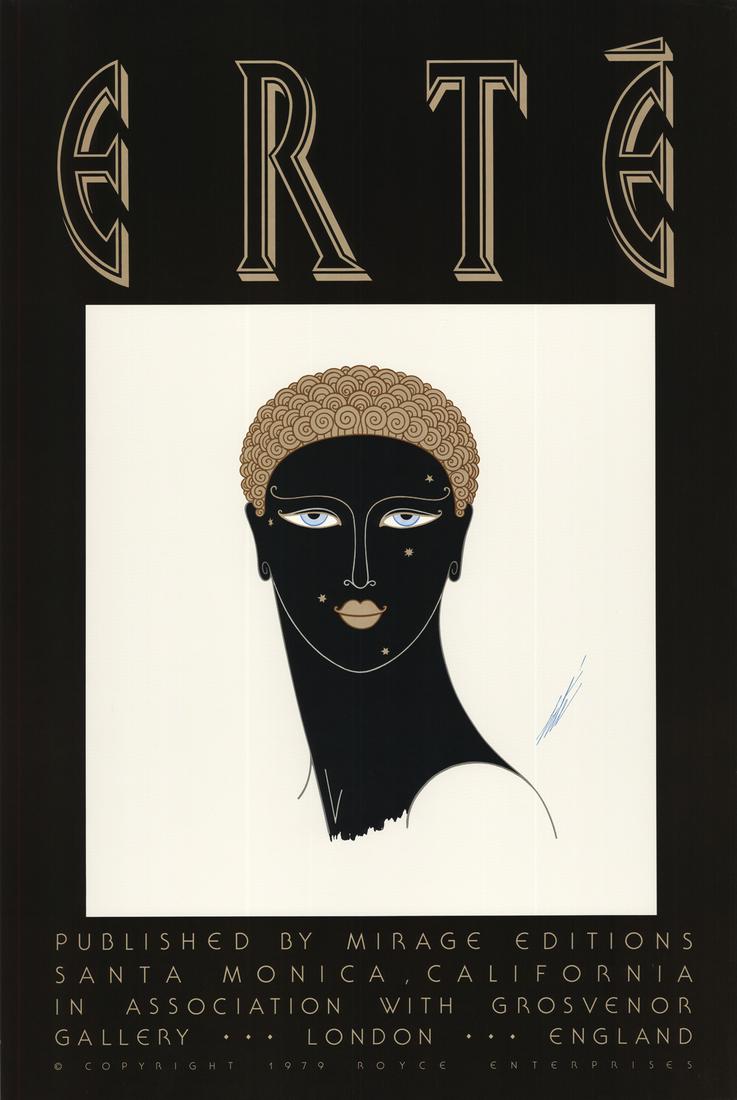 Erte: Queen of Sheba: Queen of Sheba by Erte, 1979 Unsigned Offset Lithograph.Paper size is 30 x 20 inches, with an image size of 13 x 6.5 inches.The Offset Lithograph is from an edition size of 2000 and is not framed.The