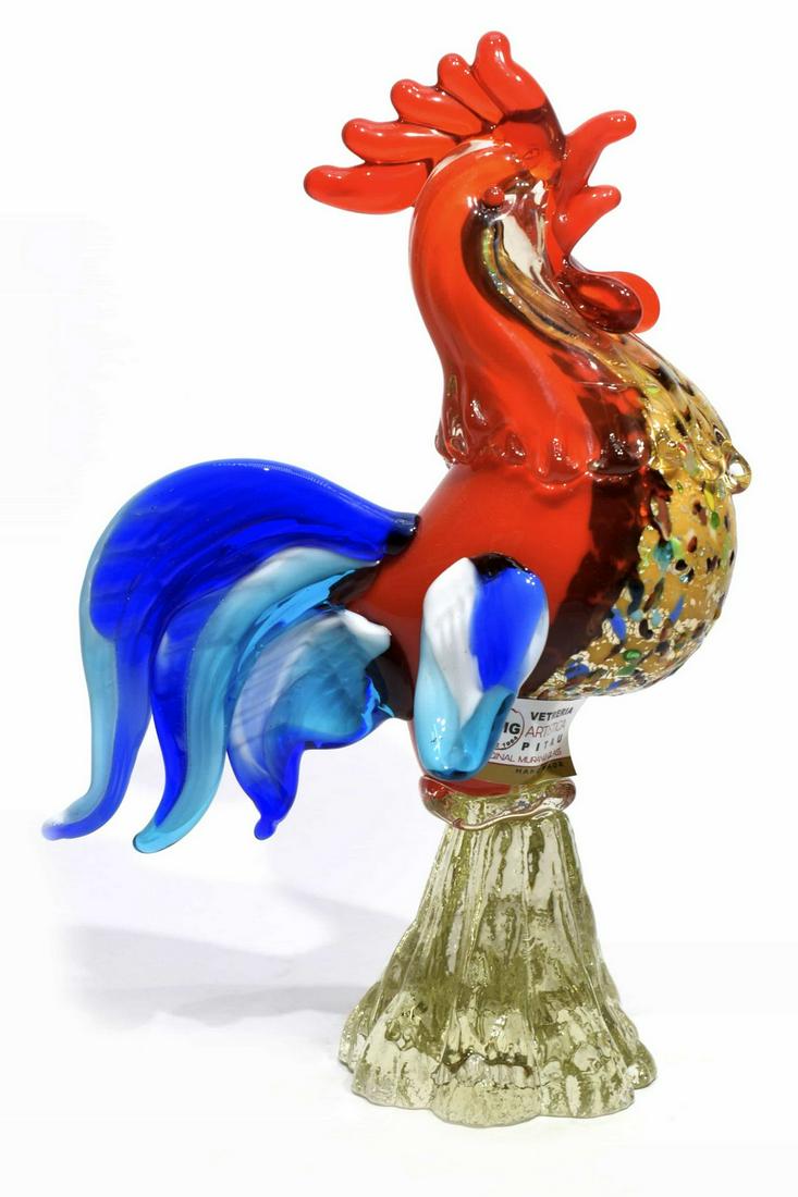 Murano glass Gaul signed: Title: Murano glass Gaul signed Maker: Vetreria Fratelli Pitau Origin: Murano Date/Period: 2019 Materials: glass Size: 19,5 x 13,5cm 510 grams Murano glass gaul multicolor , made by glass master Piatu