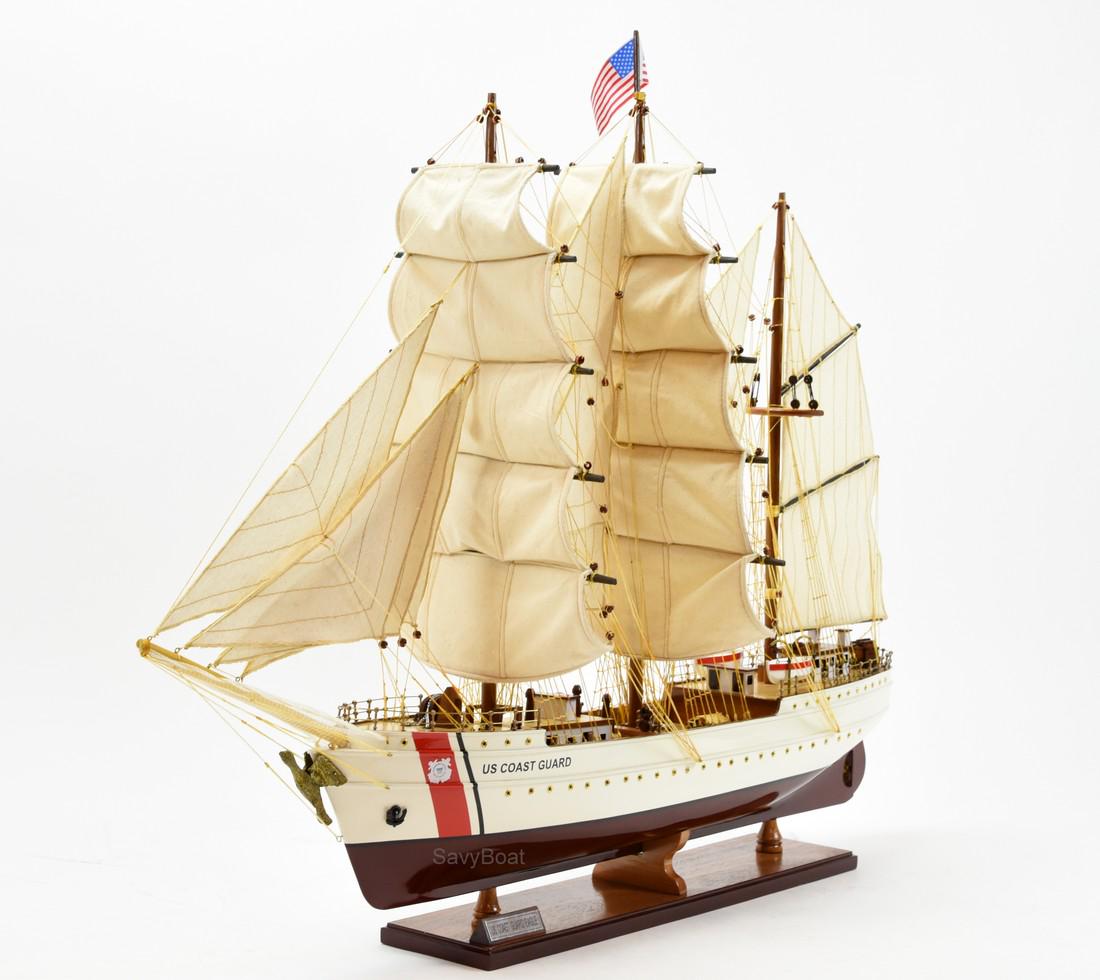 US Coast Guard Eagle: Dimension approx.: (All sizes are in inches) 36 (long) x 7 (wide) x 28 (high); The model is already built, NOT a model ship kit; Hand crafted by artisans from scratch using high quality woods & metal
