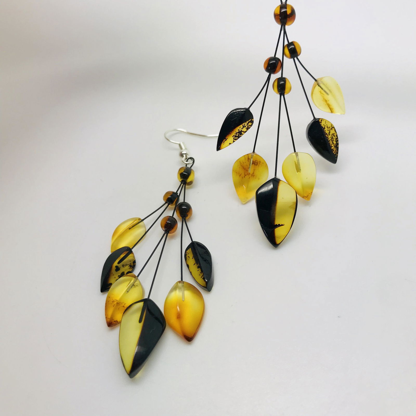 Hand carved Baltic amber chandelier earrings (1 of 6)