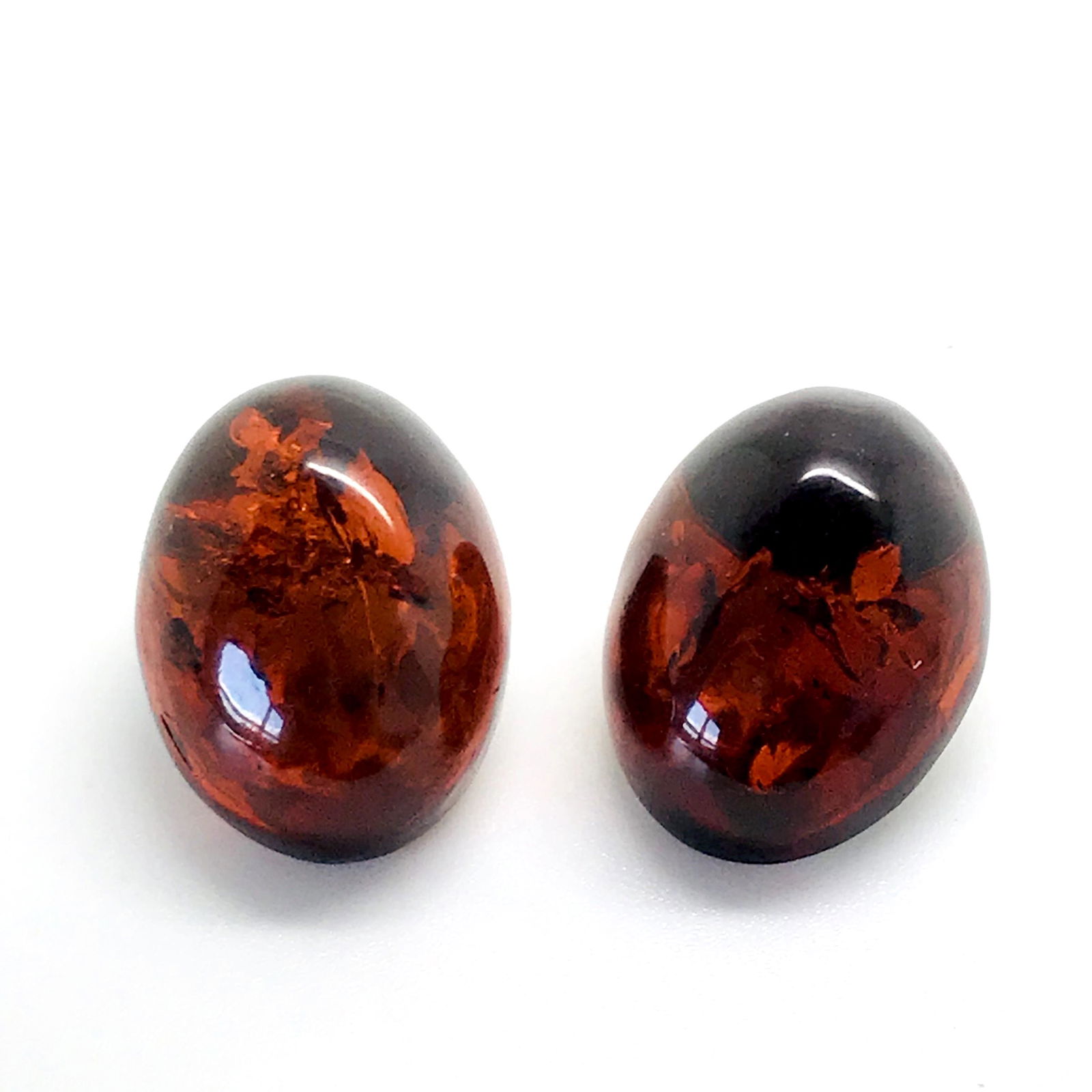 Sterling silver earrings with Baltic amber cabochons (1 of 9)