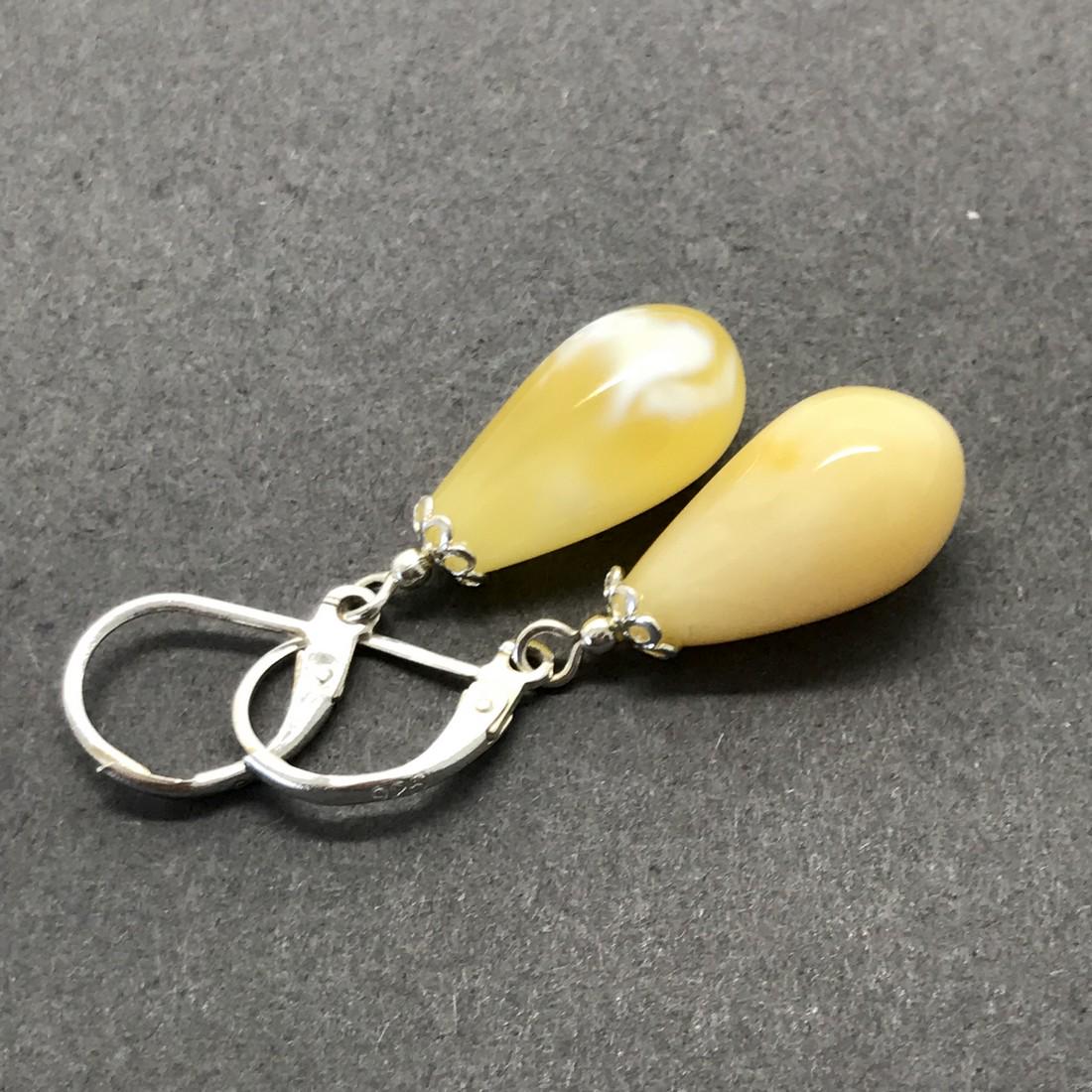 Earrings silver & Baltic amber cut drops (1 of 3)