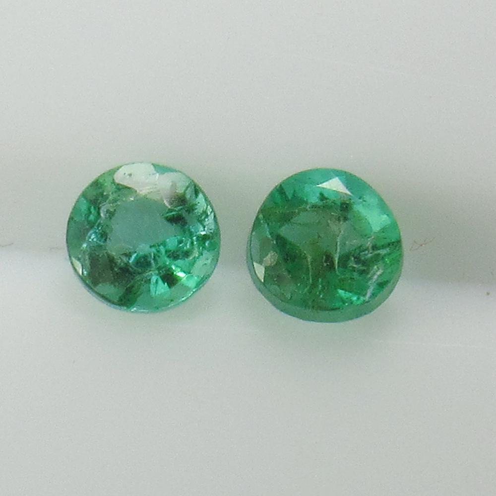 0.60 Ct Genuine Zambian Emerald 4 mm Round Pair (1 of 2)