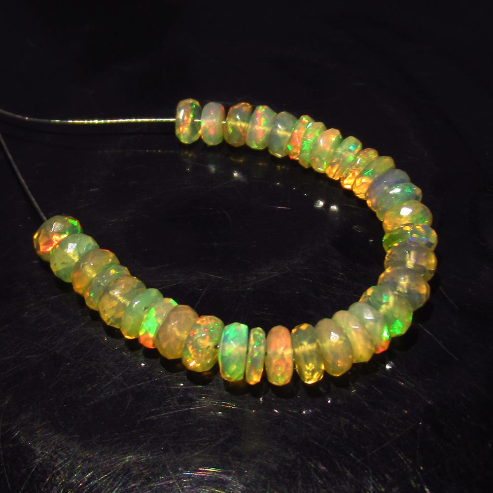 9.25 Ct Genuine 34 Drilled Round Faceted Opal Beads (1 of 2)