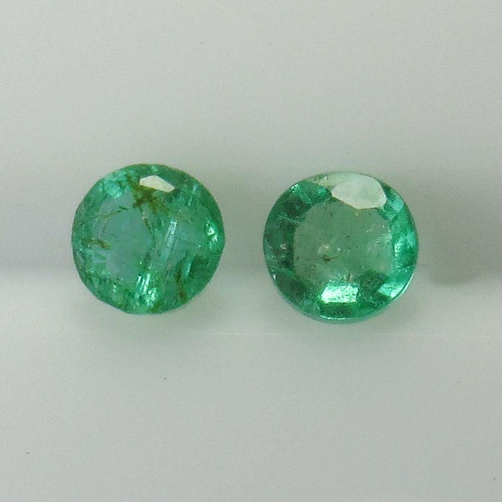 0.50 Ct Genuine Zambian Emerald 4 mm Round Pair (1 of 2)