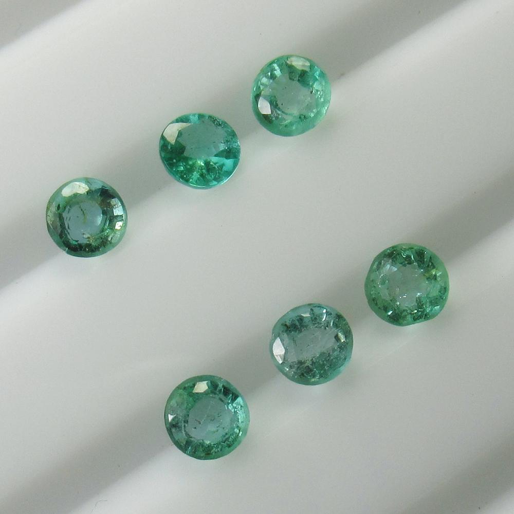 1.61 Ct Genuine 6 Zambian Emerald Round Set (1 of 2)