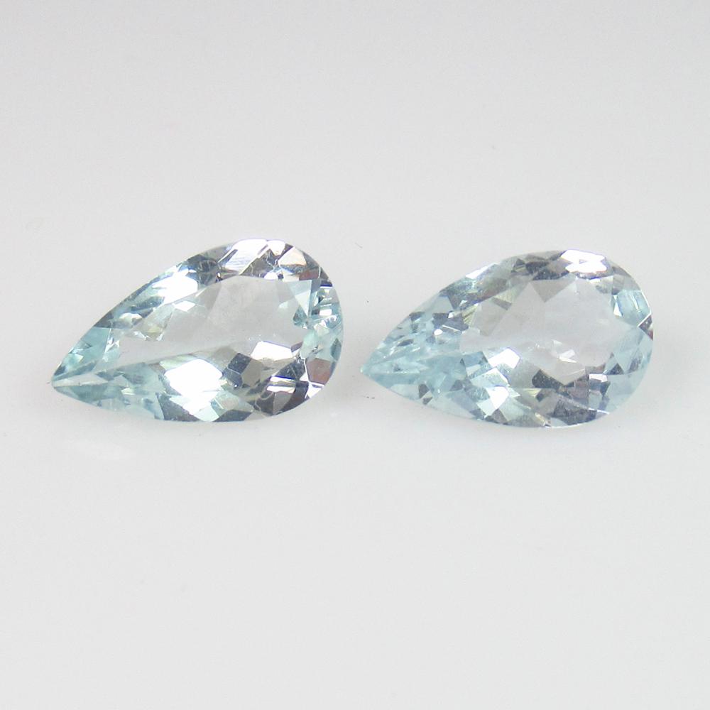 2.42 Ct Genuine Aquamarine Pear Pair (1 of 2)