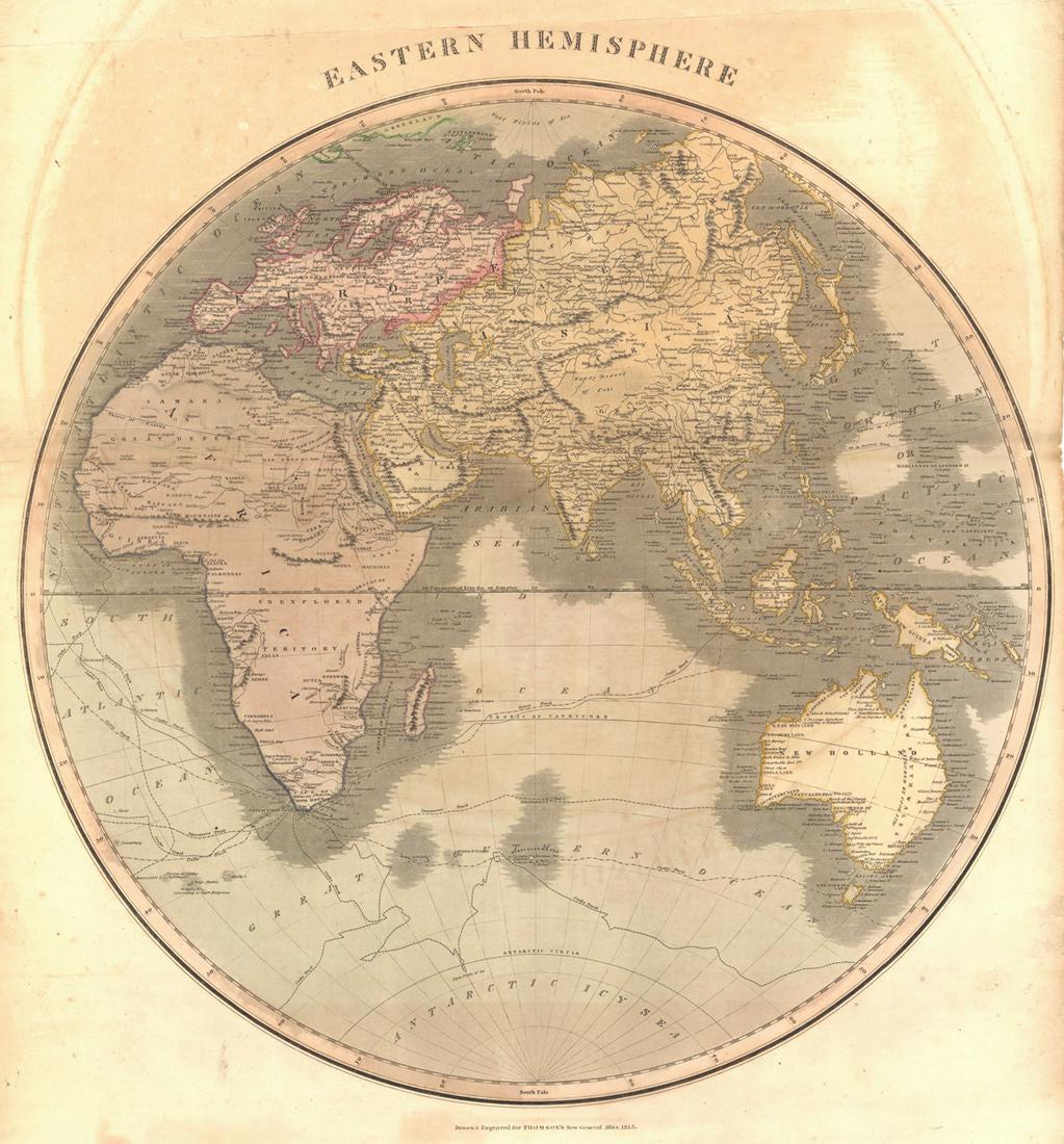 Eastern Hemisphere | Western Hemisphere.: Title/Content of Map: Eastern Hemisphere | Western Hemisphere. Date: 1817 Cartographer: THOMSON, JOHN & CO. Publisher: JOHN THOMSON, JUNR. & CO. Size: Height - 19.6Width No.4,5 from Thomson's New Gene