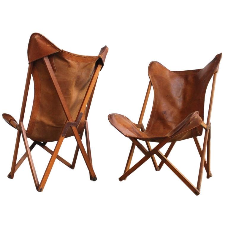 Very Rare Original 'Tripolina' Chairs by Joseph Fendy: An extremely rare set of the 'Tripolina' folding chair designed by Joseph B. Fenby. The Tripolina chair was made from prior to WWII by the firm of Vigano? in Tripoli, Libya, for the expatriate Italian