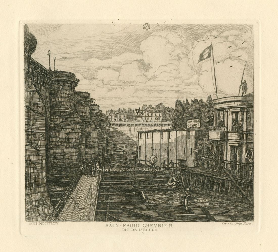 Charles Meryon original etching "Bain-Froid Chevrier" (1 of 1)