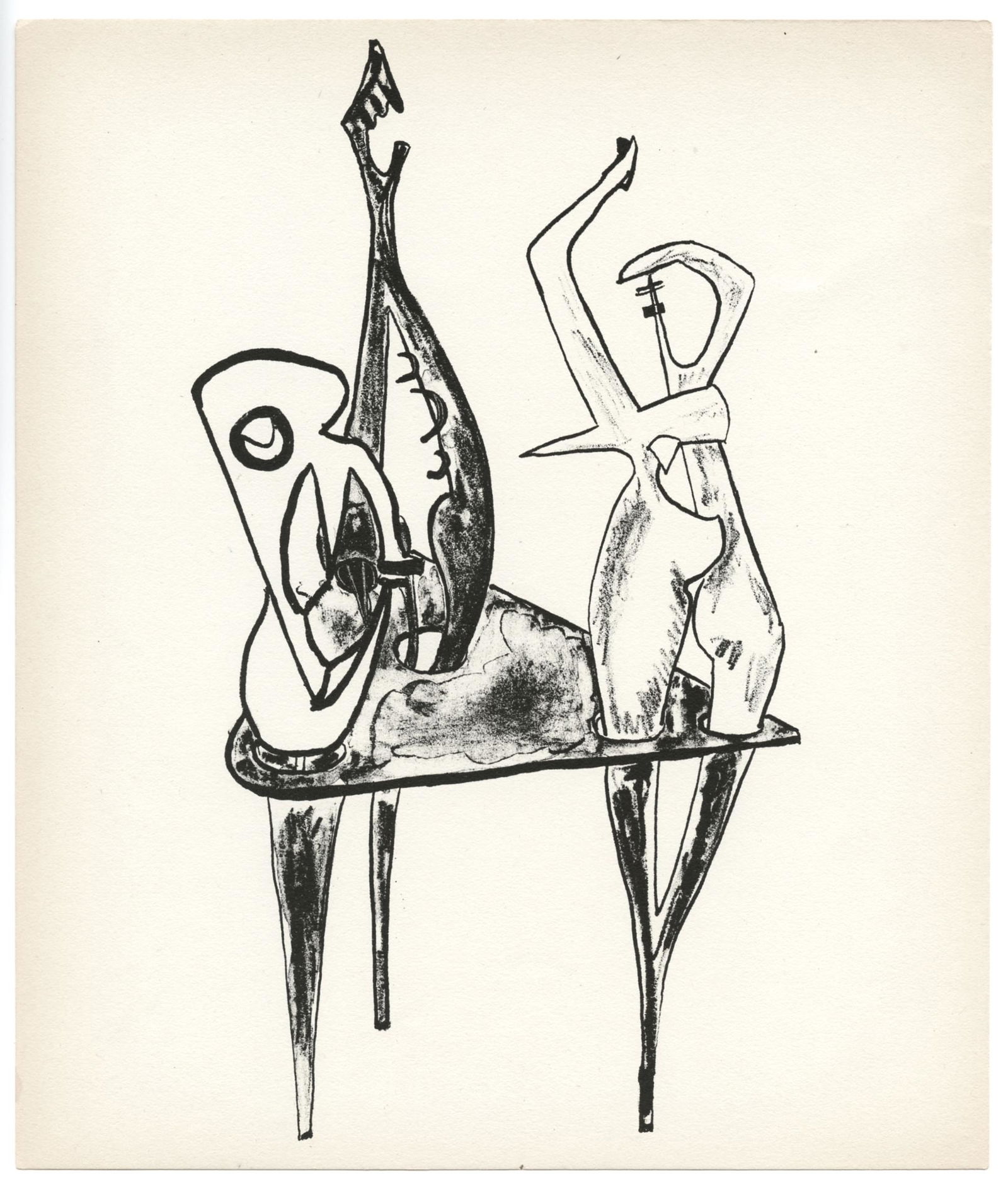 David Hare original lithograph: Medium: original lithograph. Printed in Paris by Mourlot and published by Pierre à Feu and Maeght Editeur for the Marcel Duchamp / André Breton project Surréalisme en 1947. Issued in a limited edit