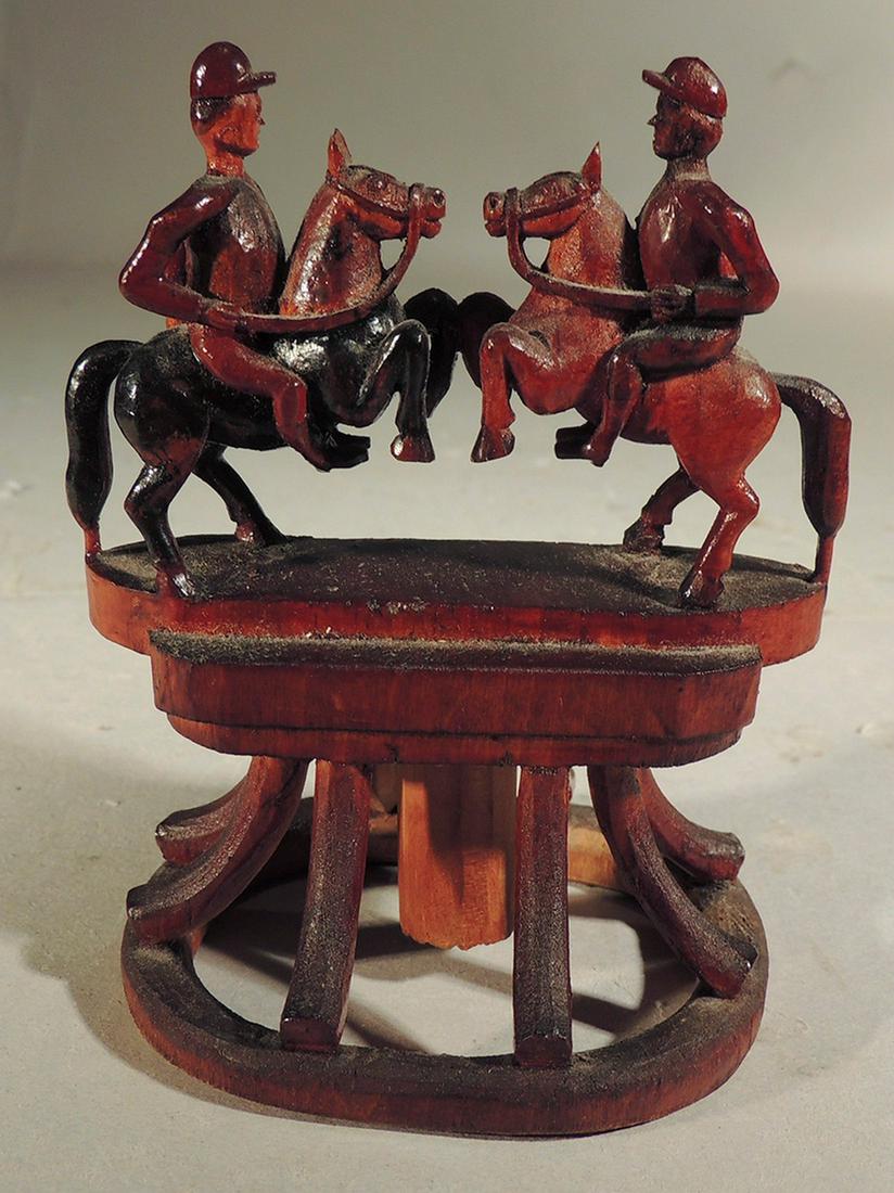 Miniature Carved Two Jockeys on Horses (1 of 1)