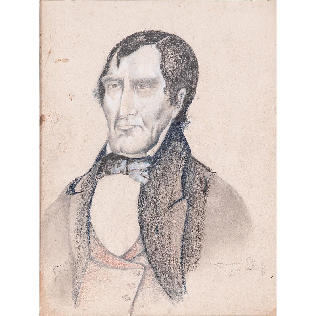 Circa 1840 Campaign William Henry Harrison Folk Art: Title: Circa 1840 Campaign William Henry Harrison Folk Art Drawing Description: William Henry Harrison Folk Art Drawing. Pencil and charcoal on card stock, with pencil identification at l.l. W.H. Harr