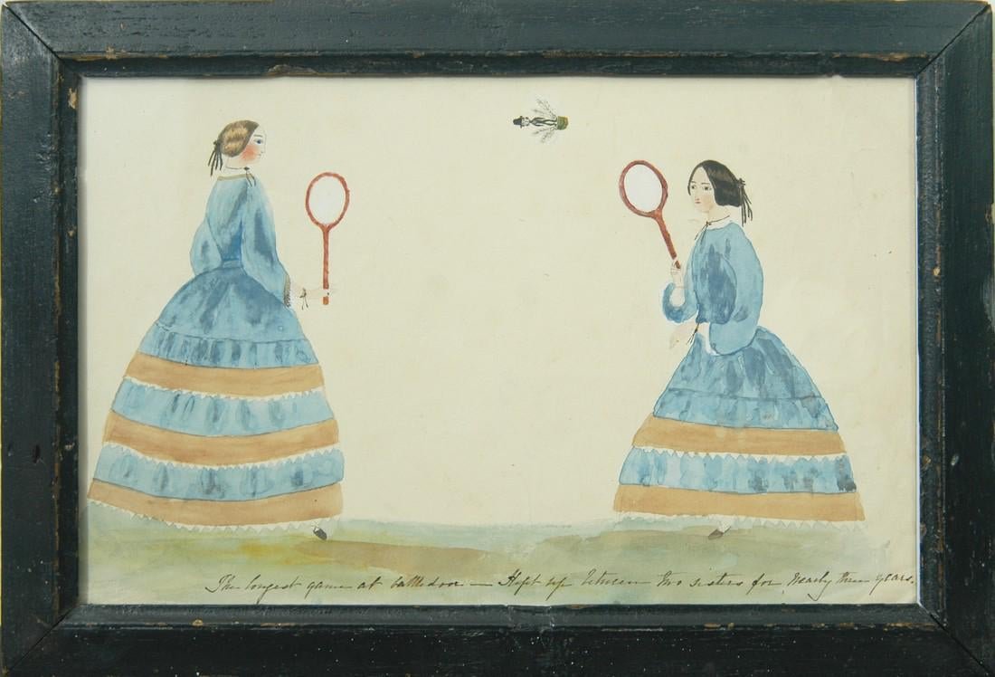 Folk Painting of Sisters Battling Over Suiter In Game (1 of 6)