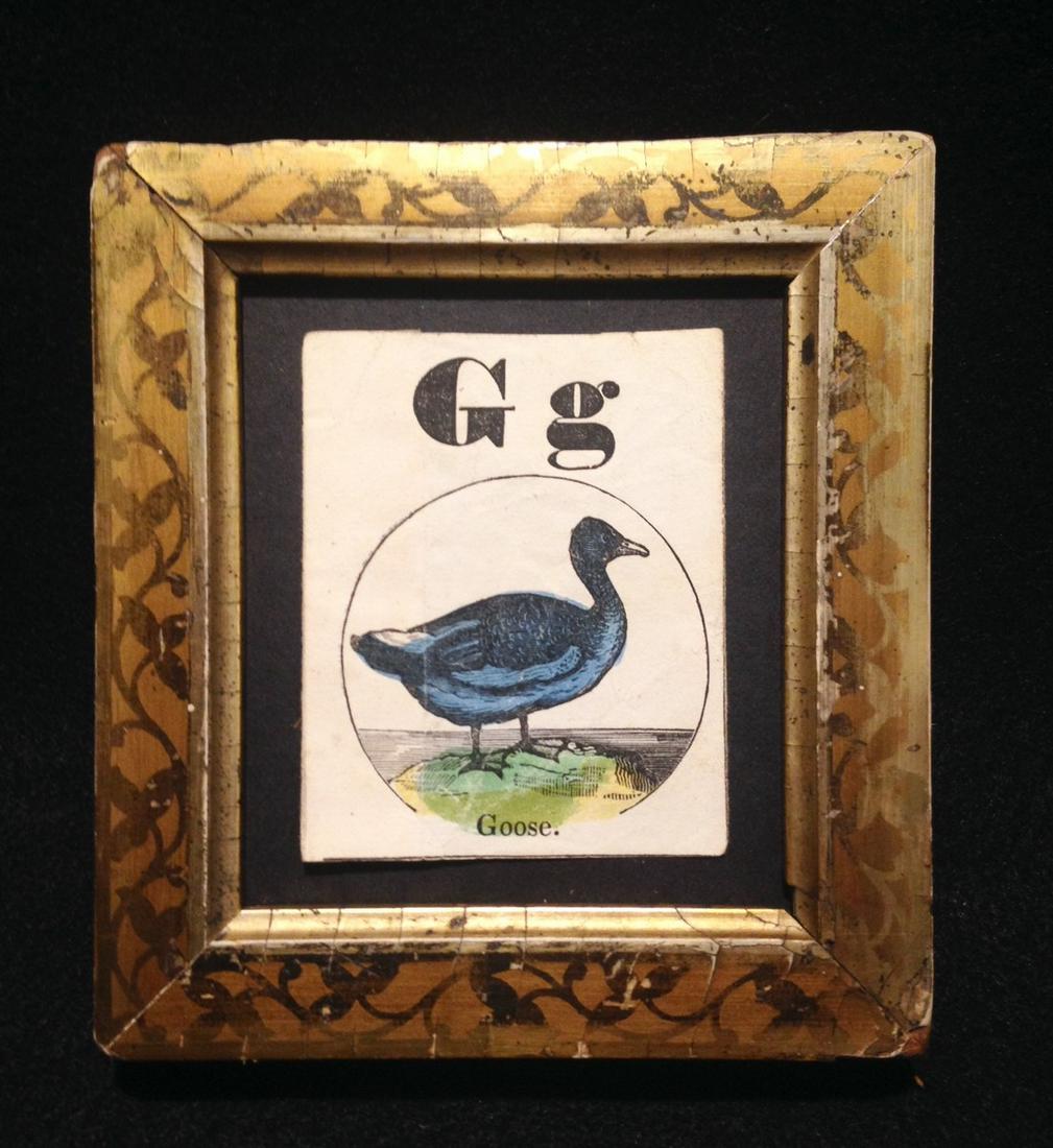 C1840 Blue Goose Hand Colored Woodcut From A Children's (1 of 2)