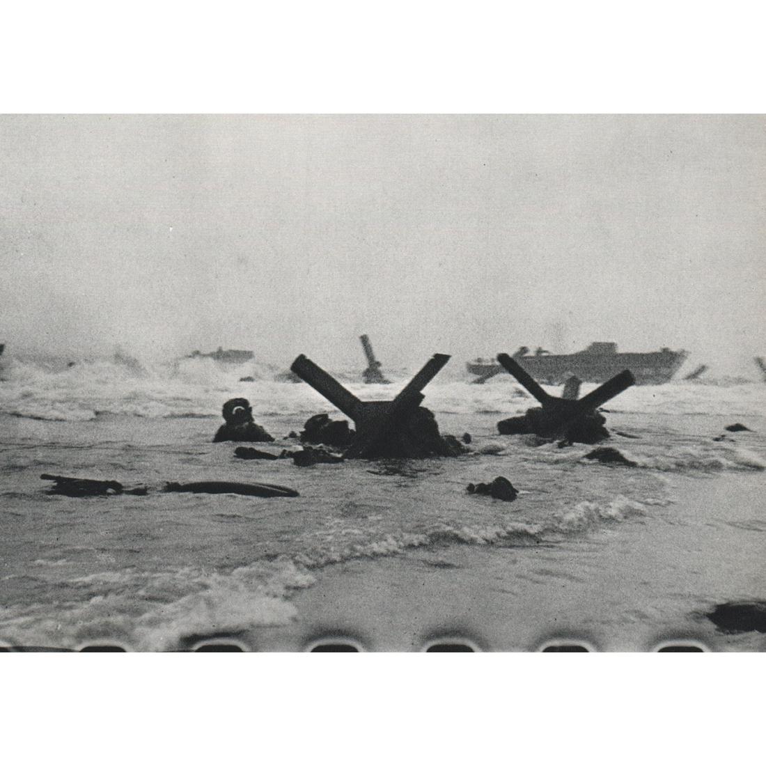 ROBERT CAPA - The Invasion, June 6, 1944: Artist: ROBERT CAPA Print Title: The Invasion, June 6, 1944 Medium: Sheet-fed Gravure Printing Date: 1960's Printed in Italy Image Size approx: 5 x 7 inches Robert Capa (1913-1954) was a Hungarian war