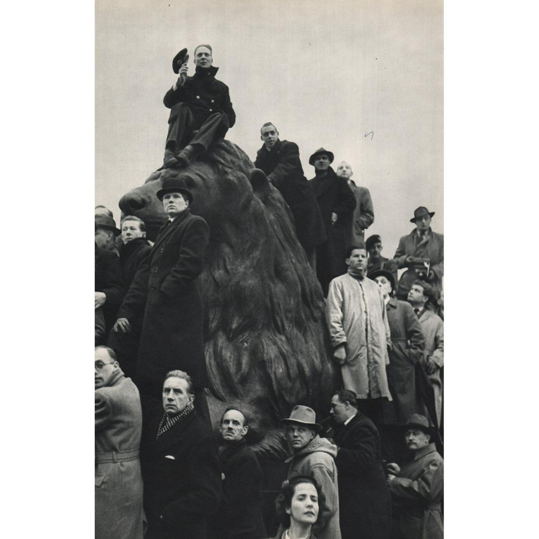 HENRI CARTIER-BRESSON - Funeral Ceremony of George VI: Artist: HENRI CARTIER-BRESSON Print Title: Funeral Ceremony of George VI, Trafalgar Square Medium: Sheet-fed Gravure Printing Date: 1950's Printed in France Image Size approx: 13.5 x 9 inches Henri Ca