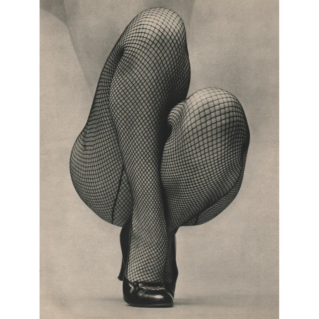 FERNAND FONSSAGRIVES - Fish-net Legs: Artist: FERNAND FONSSAGRIVES Print Title: Fish-net Legs Medium: Sheet-fed Gravure Printing date: 1950's Printed in the USA Image Size approx: 9 X 7 inches Fernand Fonssagrives (1910-2003) was a French