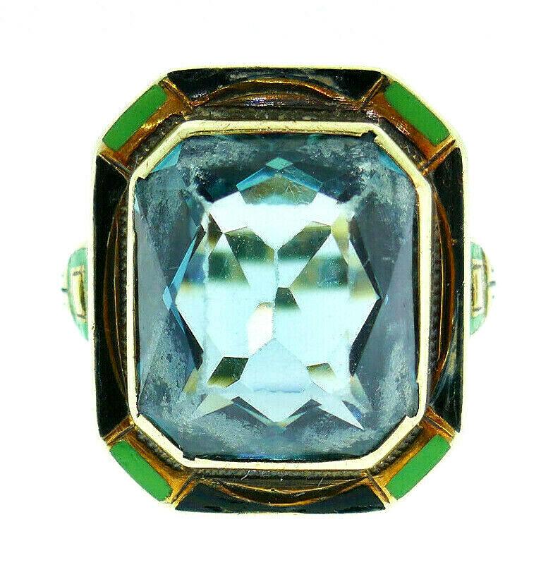Vintage 14k Yellow Gold Topaz Enamel Ring (1 of 9)