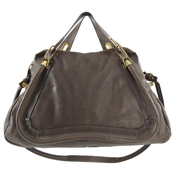 Chloe Brown Large Paraty Satchel Bag: Chloe Brown Large Paraty Satchel Bag. Original retail $1995 USD. Double handles, zippered top, long shoulder strap, goldtone metal hardware. Measures 19.25 x 11.5 x 5Â” with a 17Â” strap drop. E