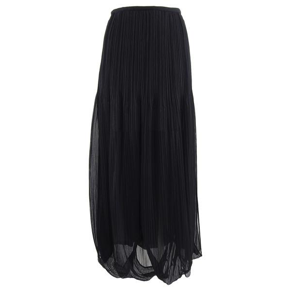Issey Miyake Black Sheer Loop Pleated Long Maxi Skirt -: Issey Miyake Black Sheer Loop Pleated Long Maxi Skirt. Sheer full length skirt with vertical pleats and looped design hem. Measures 30-30.5” at waist and 37” total length. 100% polyester. Unlined.