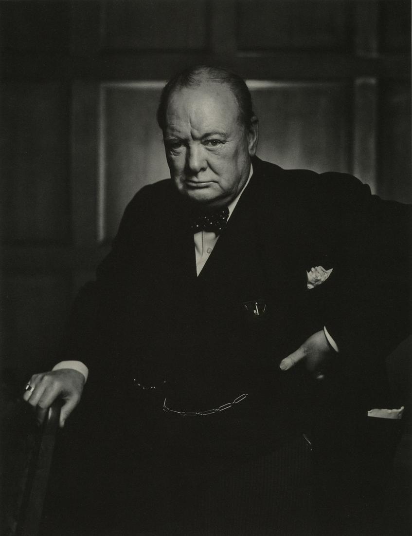 YOUSUF KARSH - Winston Churchill, 1941: Artist: Yousuf Karsh Title: Winston Churchill, 1941 Medium: Photo Litho, 1989, Canada Dimensions: 7x9" Heat Wax Mounted on 11x14" Conservation Board Yousuf Karsh (1908-2002) was an Armenian-Canadian p
