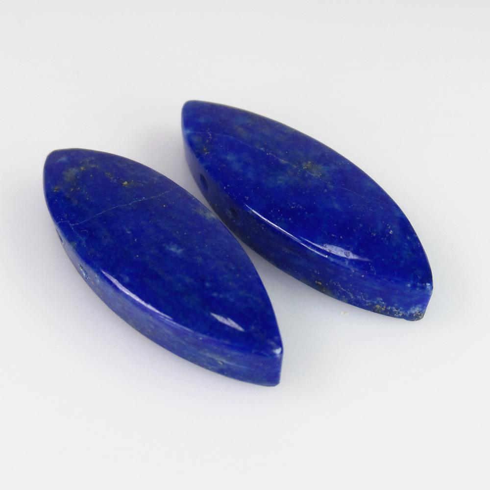 19.67 Ct Genuine Blue Lapis Lazuli Marquise Cab Pair: No Reserve! Title: 19.67 Ct Genuine Blue Lapis Lazuli Marquise Cab Pair Stone Clarity: Opaque Gemstones: Natural Lapis Lazuli Carat Weights: 19.67 Size/Dimensions: 26.00 x 9.10 x 4.70 mm / 2 PC's Addi