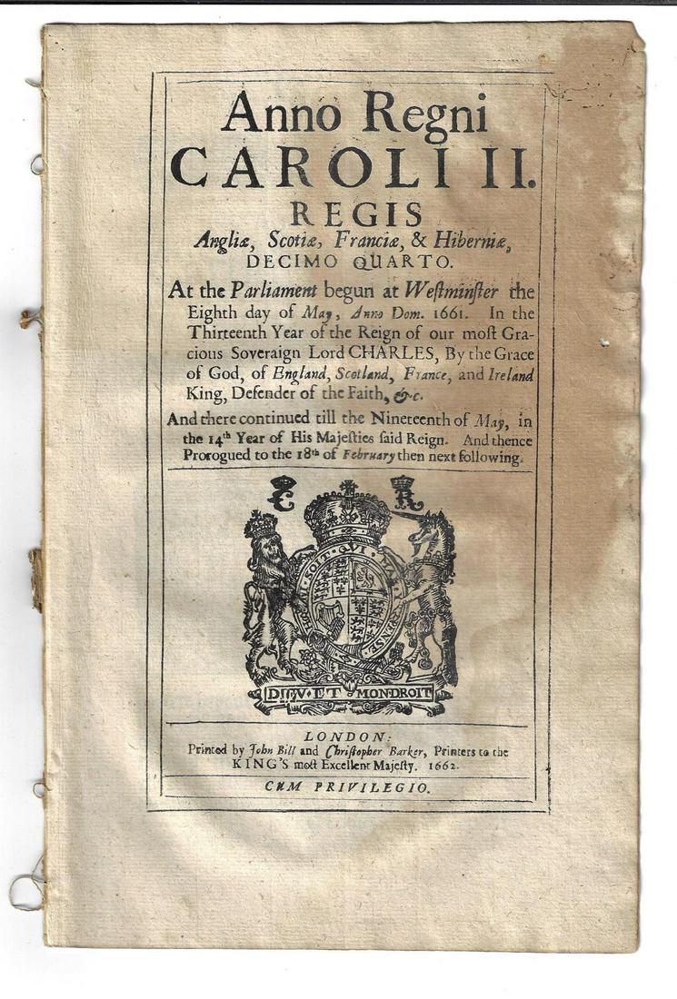 1662 Decorative English Act Black Letter (1 of 2)