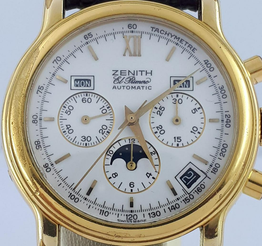 Zenith - El Primero Chronograph, Automatic -: Brand: Zenith Model: El Primero Chronograph, Automatic Reference Number: 20-0230.410 Gender: Men Period: 1990-1999 Movement: Automatic Case material: Gold-plated Extras: Universal Watch Box Type: Chro